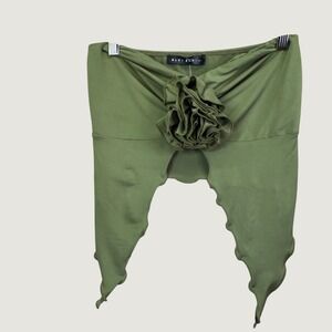 Blue Blush Womens Rosette Tube Top Asymmetrical Hem Olive Green Small USA MAde